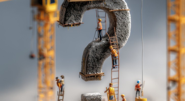 Fragezeichen auf Baustelle